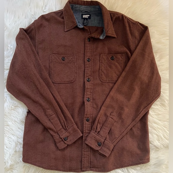 Lands' End Men's 100% Cotton Button Up - Picture 2 of 9